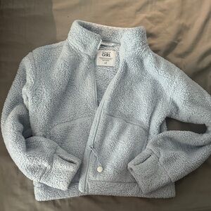GIRLS Cozy Light Blue Sherpa Jacket